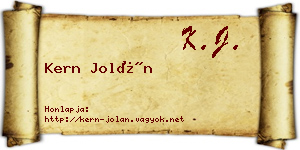 Kern Jolán névjegykártya